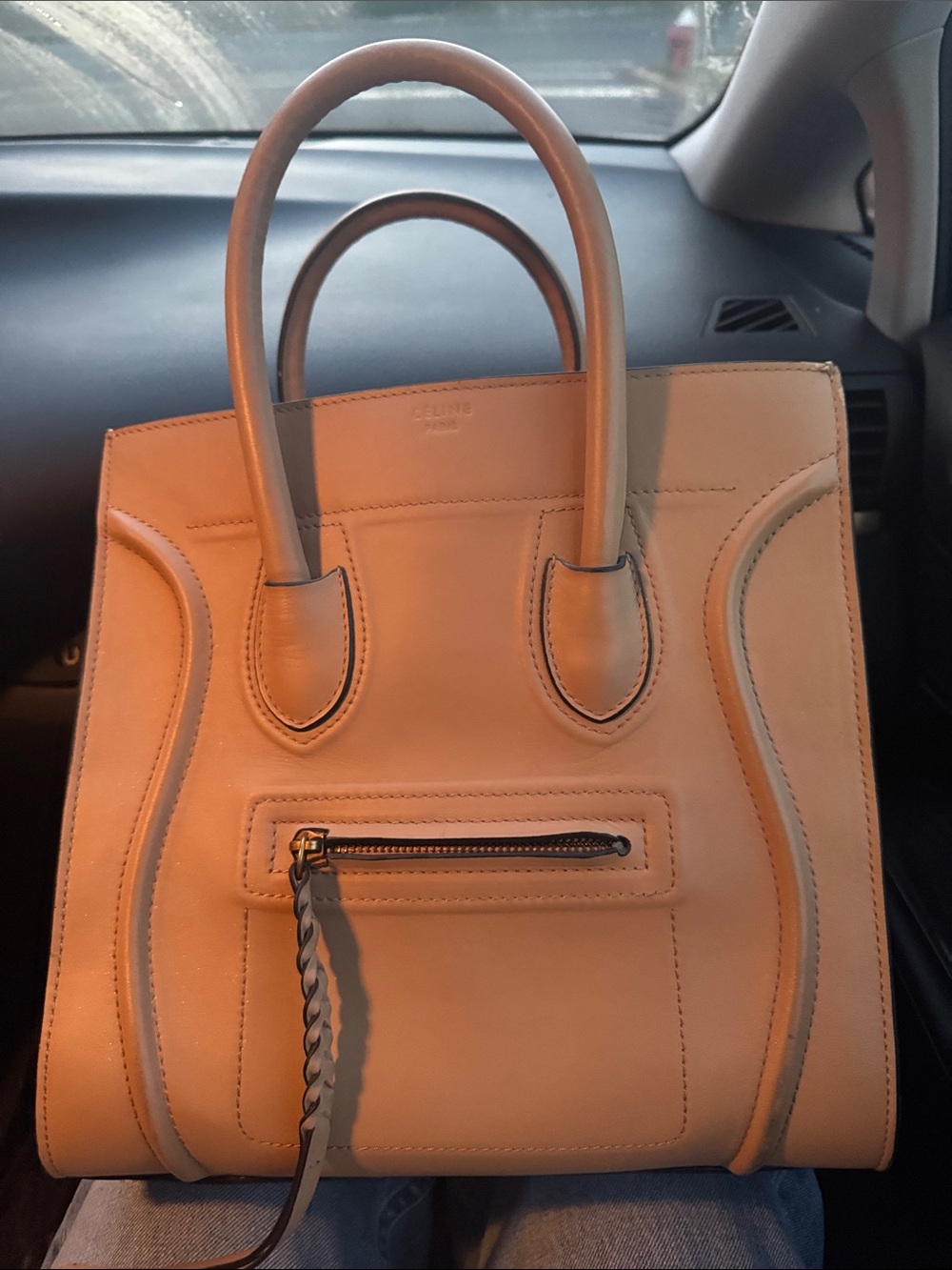Celine Beige/Tan Leather Structured Tote